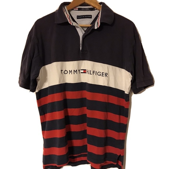 Tommy Hilfiger Spellout Mens Large Polo Shirt - Picture 1 of 4